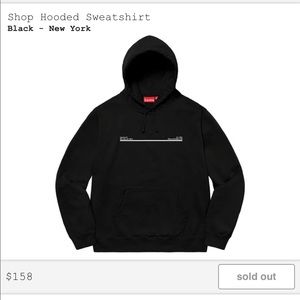 SUPREME Shop Hooded Sweatshirt Black New York